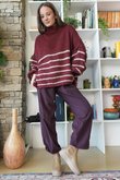 Big Softie Stripe Funnel Grunge Knit Burgundy -